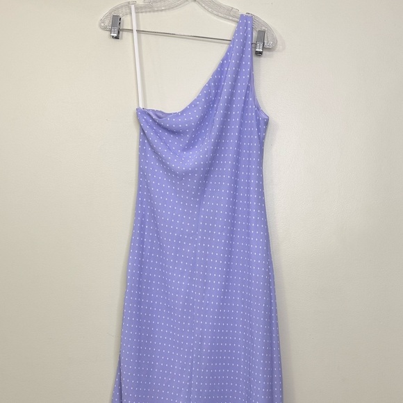 Reitmans Lilac One-Shoulder Polkadot Dress - Picture 8 of 12